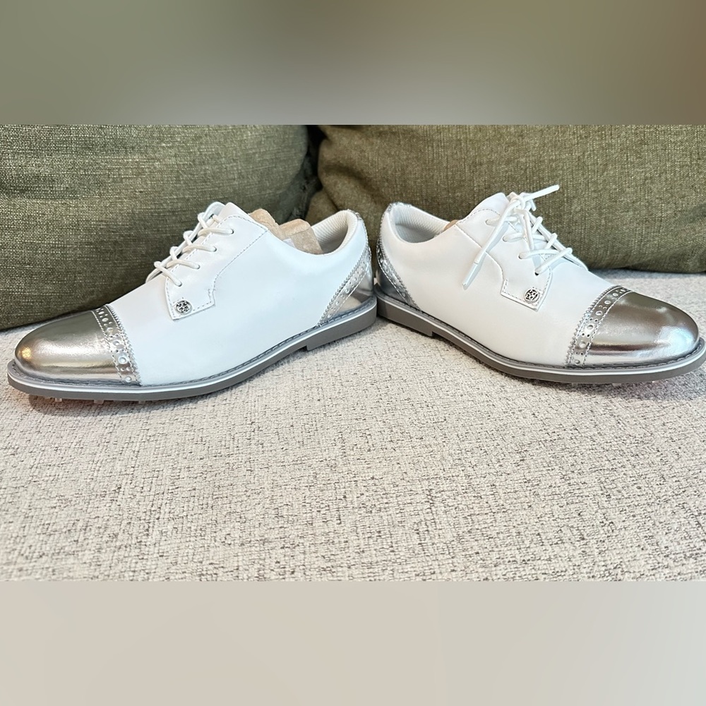 G/Fore Gfore G4 CAP TOE Golf Shoes Sneaker⛳️ Ladies US 7 Oxford White Silver